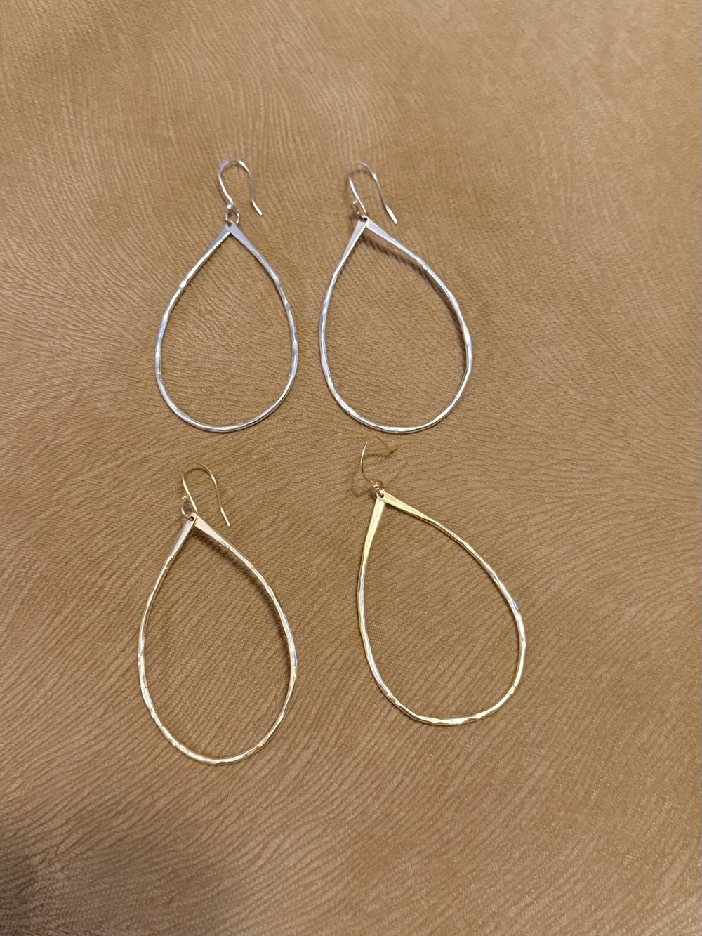 Gold and Silver Teardrop Hoop Earrings - Elegant Women's Jewelry